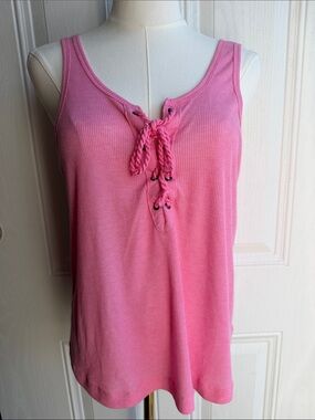 NWT Ocean Drive Boho Festival Sunmer Women’s Pink Tie-Up Ribbed Tank Size S